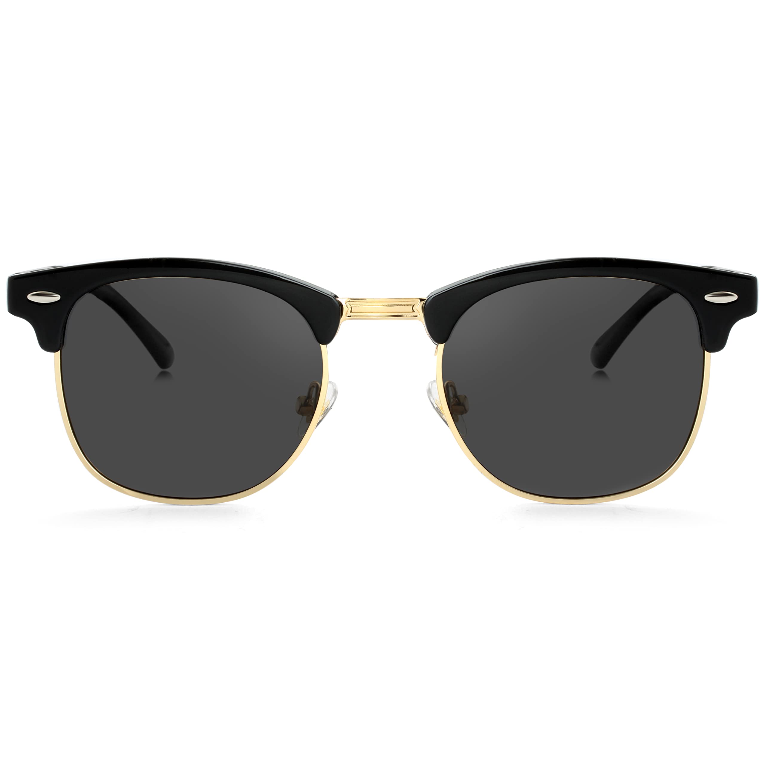 Gafas de sol polarizadas clásicas sin montura para hombres y mujeres, gafas de sol deportivas, 01 Oro negro brillante 4