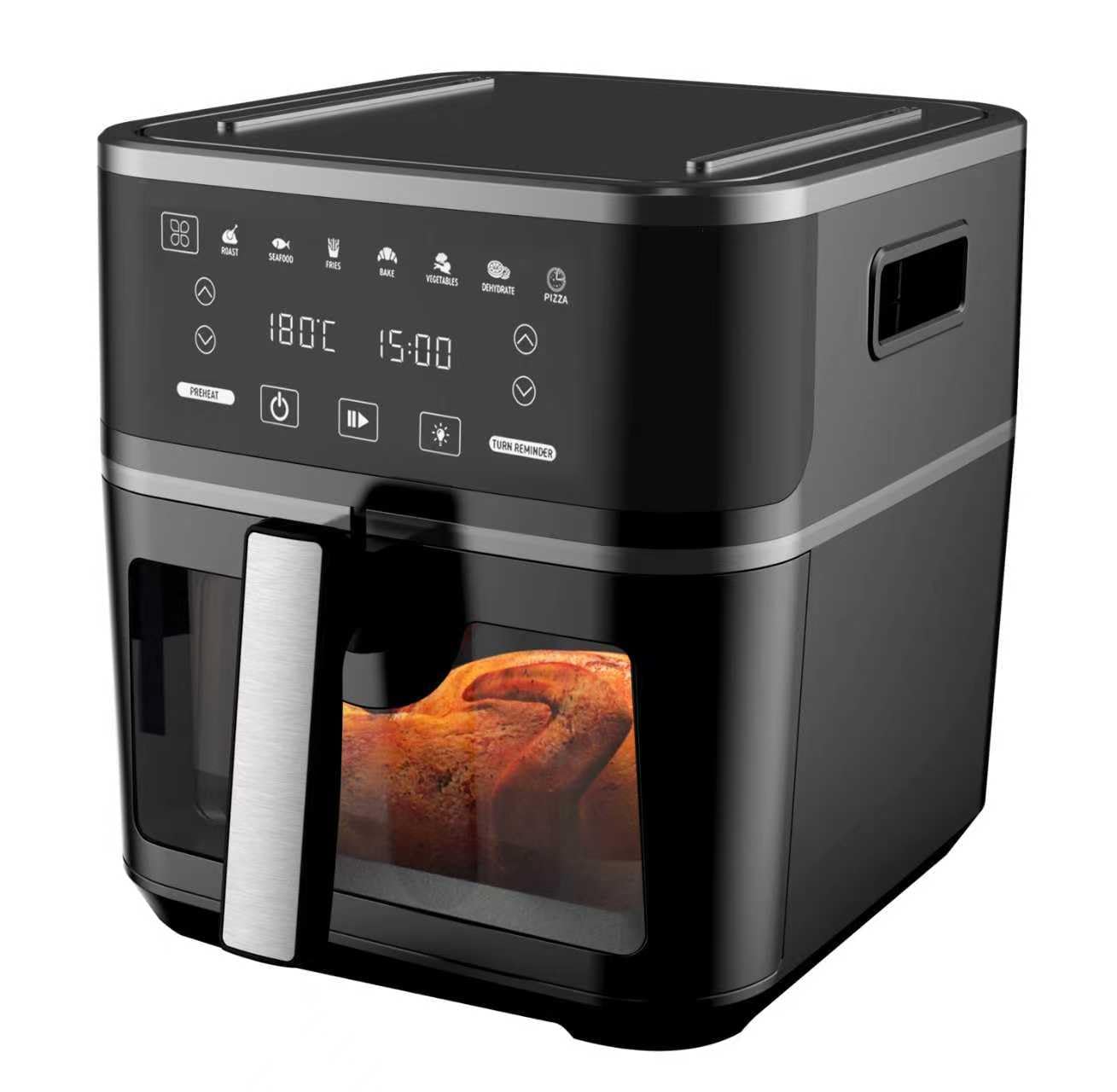 KEINVE Easy Fry & Grill - Friggitrice ad aria calda, tecnologia 2 in 1, display digitale, 8 litri, 8 programmi di cottura, a risparmio energetico, senza olio, nero