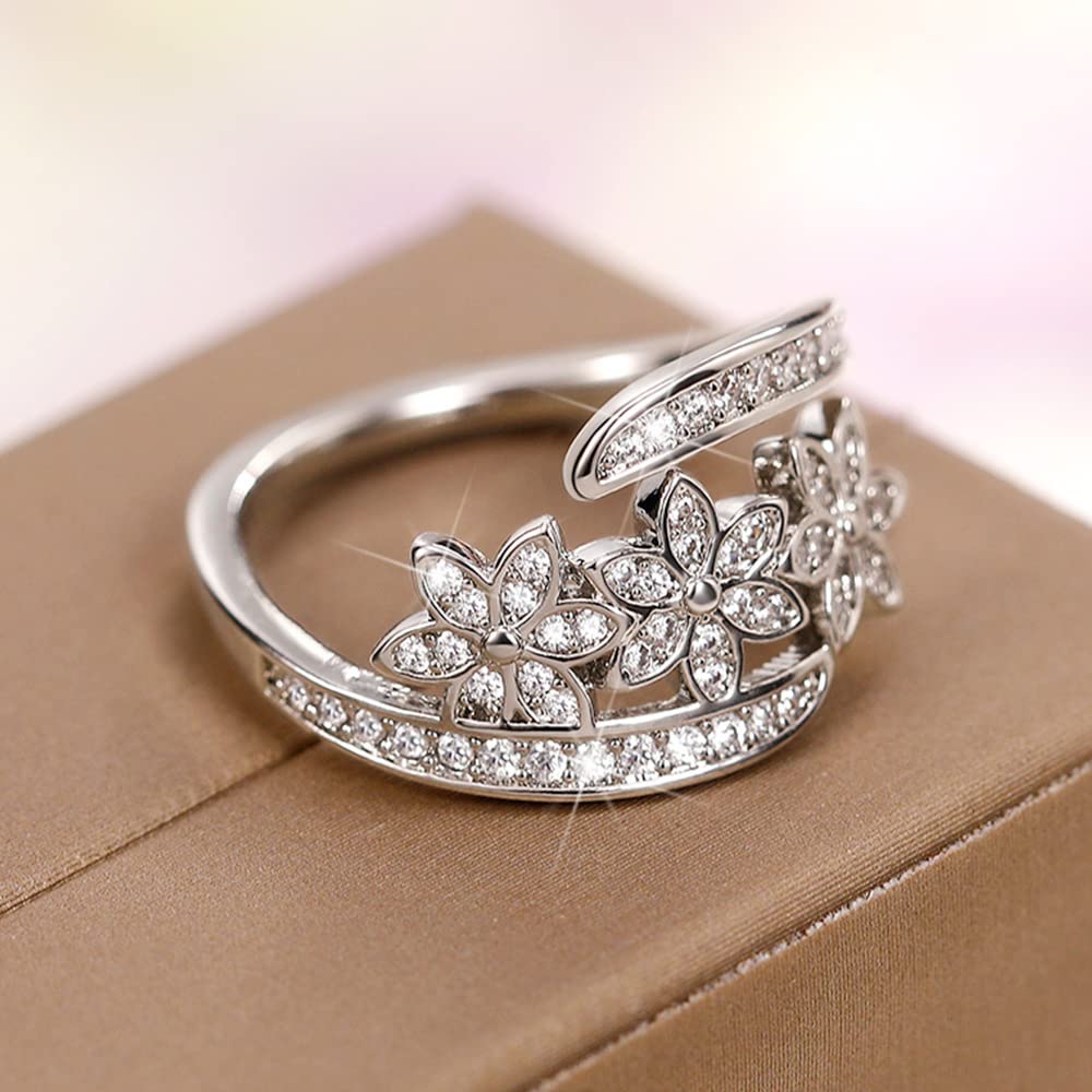 Amazon.com: Opening 925 Sterling Silver Niche Design Flower Ring