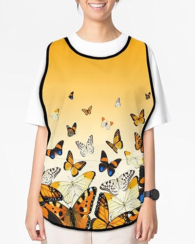 Miniatura 2 de Butter-fly - Delantales de cobbler naranja con 2 bolsillos grandes para hombres y mujeres, delantal unisex para protector de ropa de chef