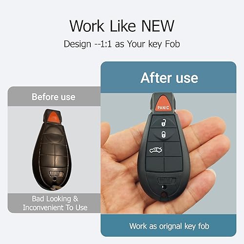 Miniatura 6 de Horande Funda de repuesto para llavero Dodge Ram 1500 2500 3500 Durango Grand Caravan Journey Jeep Grand Cherokee Chrysler Town Country sin llave