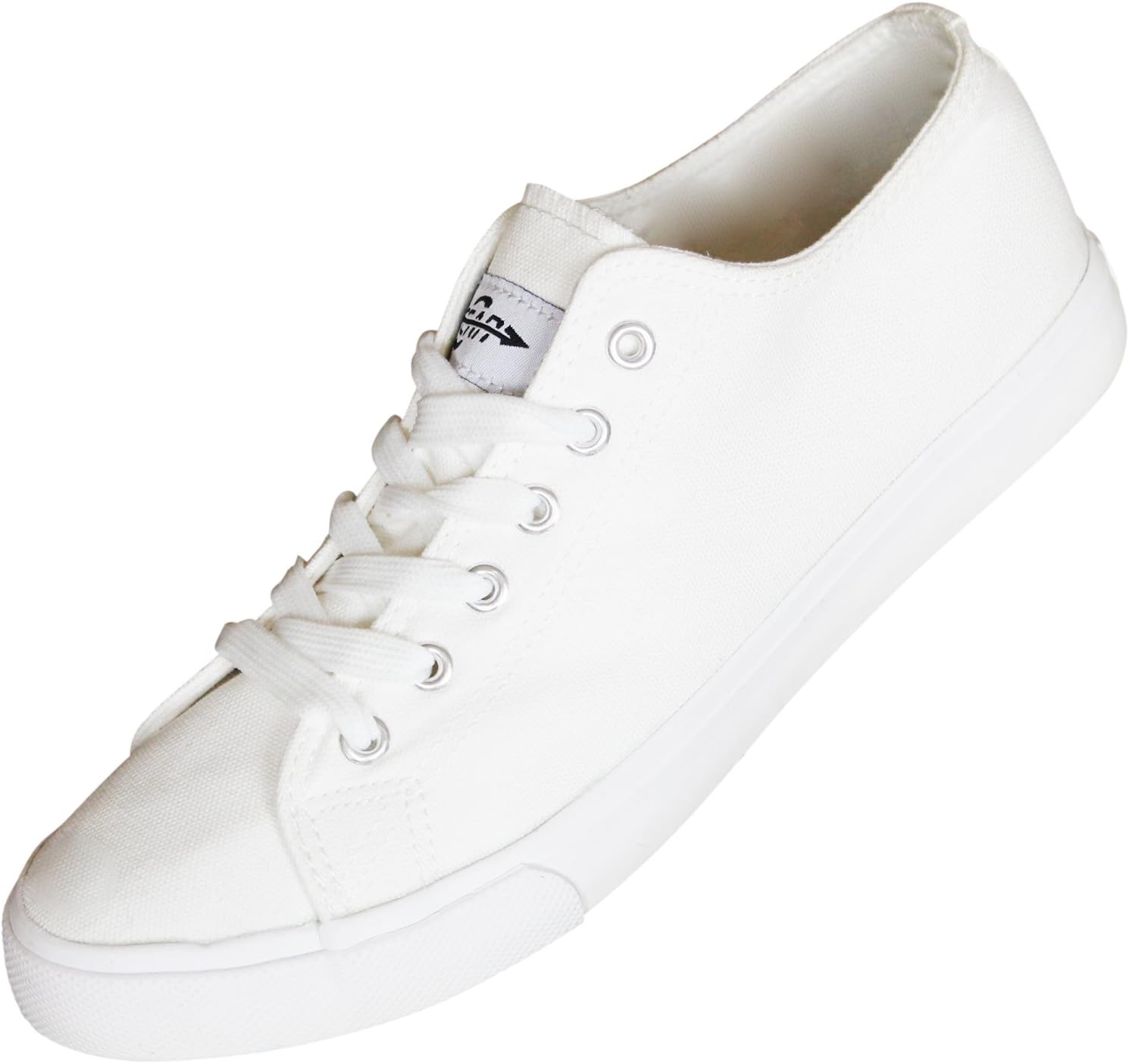 Unisex White Canvas Sneakers โ Low Top Casual Shoes for Men & Women, Retro Tennis Skate Shoes with Gum Grip Sole, Lightweight Breathable Everyday Sneakers