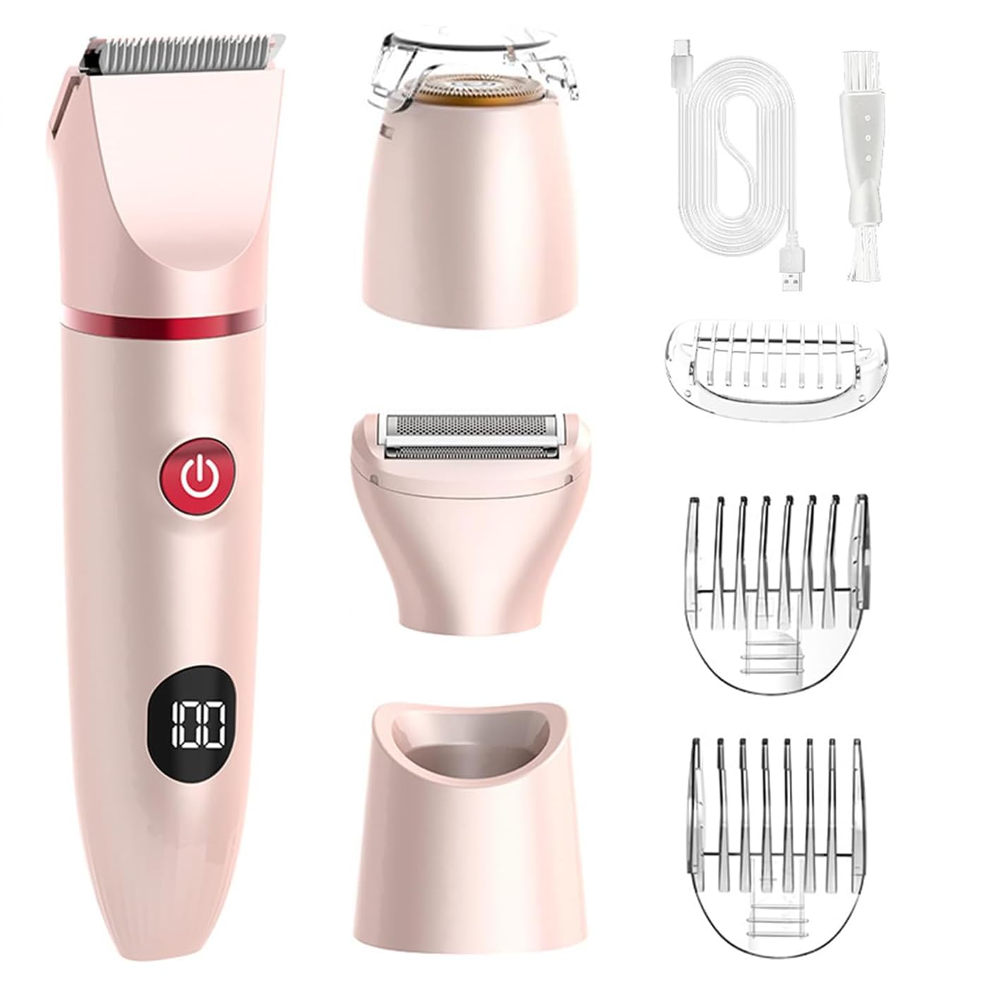 Rasoio Elettrico Donna, 3 in 1 Rasoio Donna Elettrico Senza Fili per corpo, gambe, peli pubici e viso, IPX6 impermeabile e USB ricaricabile