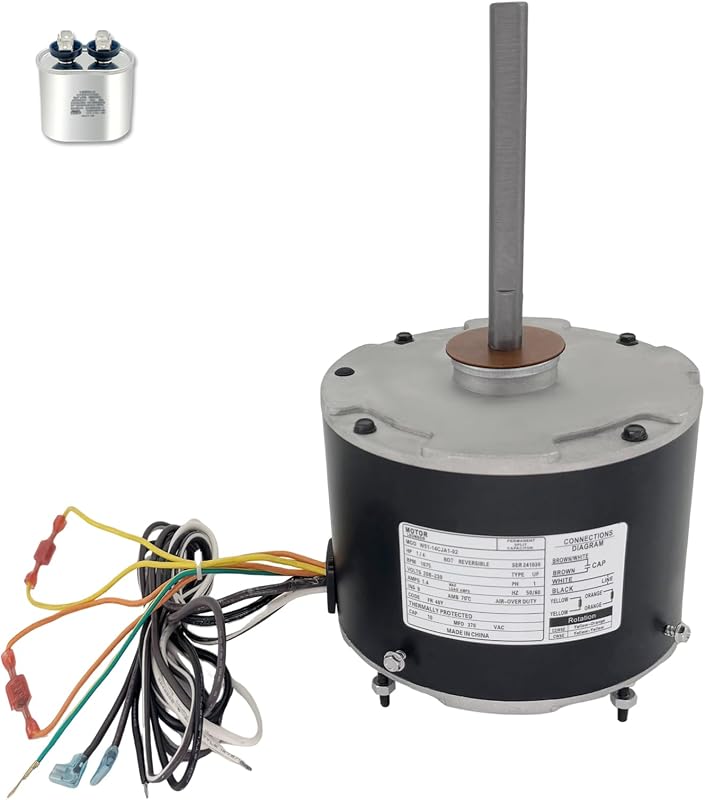 D7909 W51-14CJA1-02 Condenser Fan Motor Replaces FSE1026SV1 WG840728 D7909 | D909 51-23054-11 Reversible Rotation fan motors, 1/4 HP 208-230V 1075RPM with 10uf Capacitor Leungoo