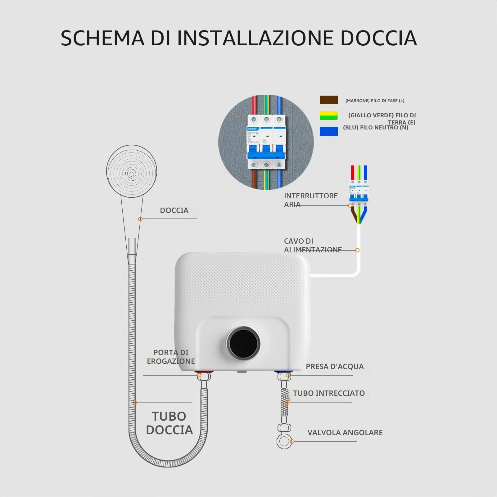 Scaldacqua istantaneo 6500W,Scaldacqua elettrico senza serbatoio per lavello da cucina bagno,con telecomando,display a LED che indica la temperatura