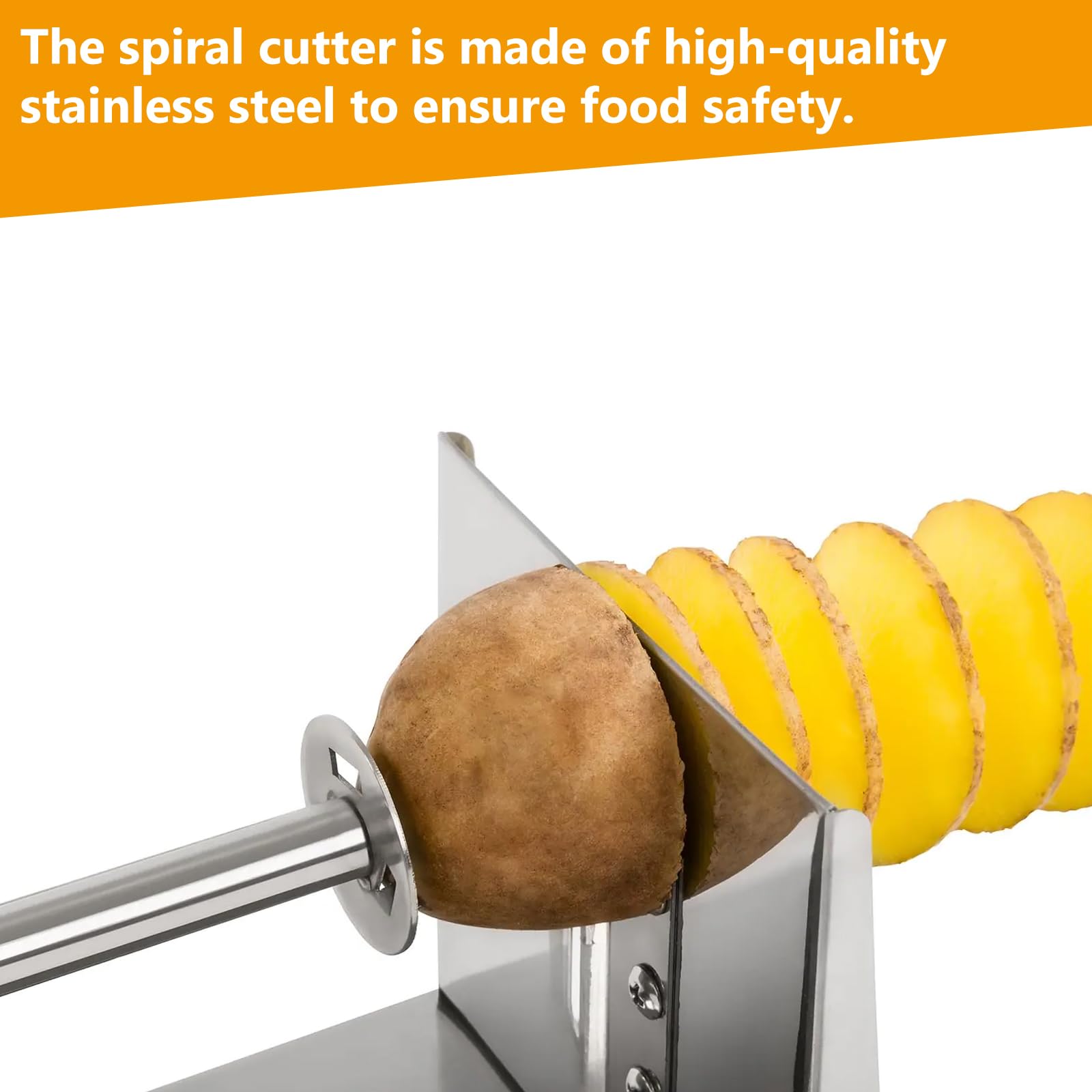 Affettatrice a spirale per patate, in acciaio inox, con 50 bastoncini di bambù, per frutta, patate, cetrioli o carote