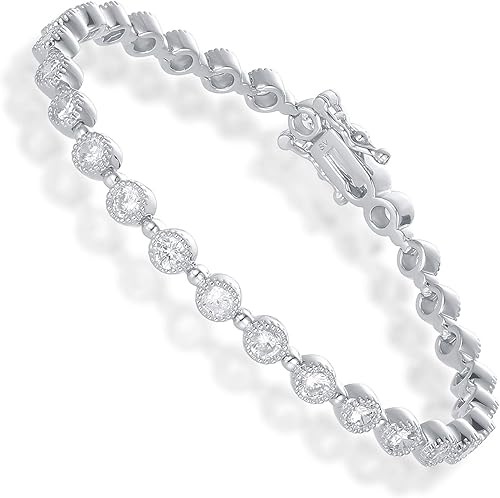 Tennis Bracelets for Women, Sterling Silver Diamond Bracelets for Women 925 Prime Jewelry, Rose Gold Dainty Bracelet for Women Trendy 6.75-7.25 Inch