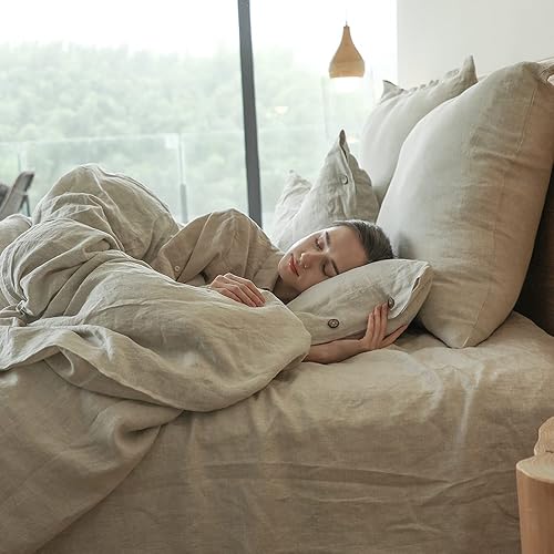 Miniatura 5 de Simple&Opulence - Funda de edredón de lino belga 100% lavado, tamaño Queen -3 piezas - lino natural francés, juego de cama - transpirable, para casa