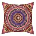 Epinki Housse Coussin 45 x 45, Housse de Coussin Mandala Ethnique Canapé Housse Coussin en Polyester, Bleu Rose Fuchsia