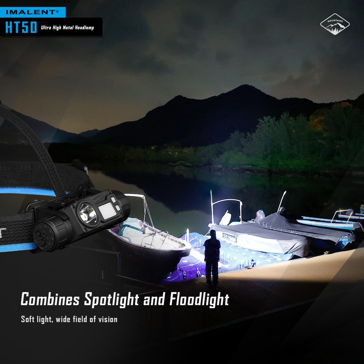 IMALENT HT50 Rechargeable Headlamp, 3000 Lumen Lightweight Flashlight with Red Light, Super Bright Head Lamp for Camping, Outdoor, Running and Hiking