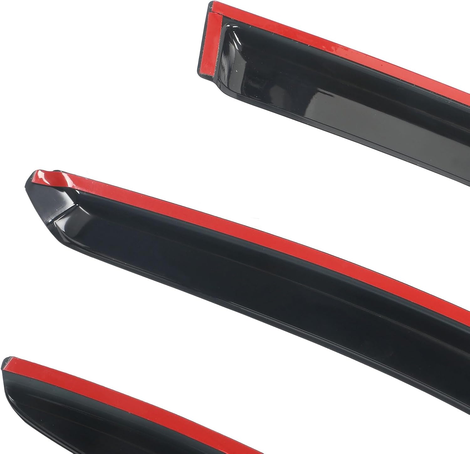 IKON MOTORSPORTS Window Visors Compatible with 2004-2009 Mazda 3 Sedan, Tape On Dark Smoke Slim Style Acrylic Car Rain Sun Side Window Shade Guard Visor 4PCS