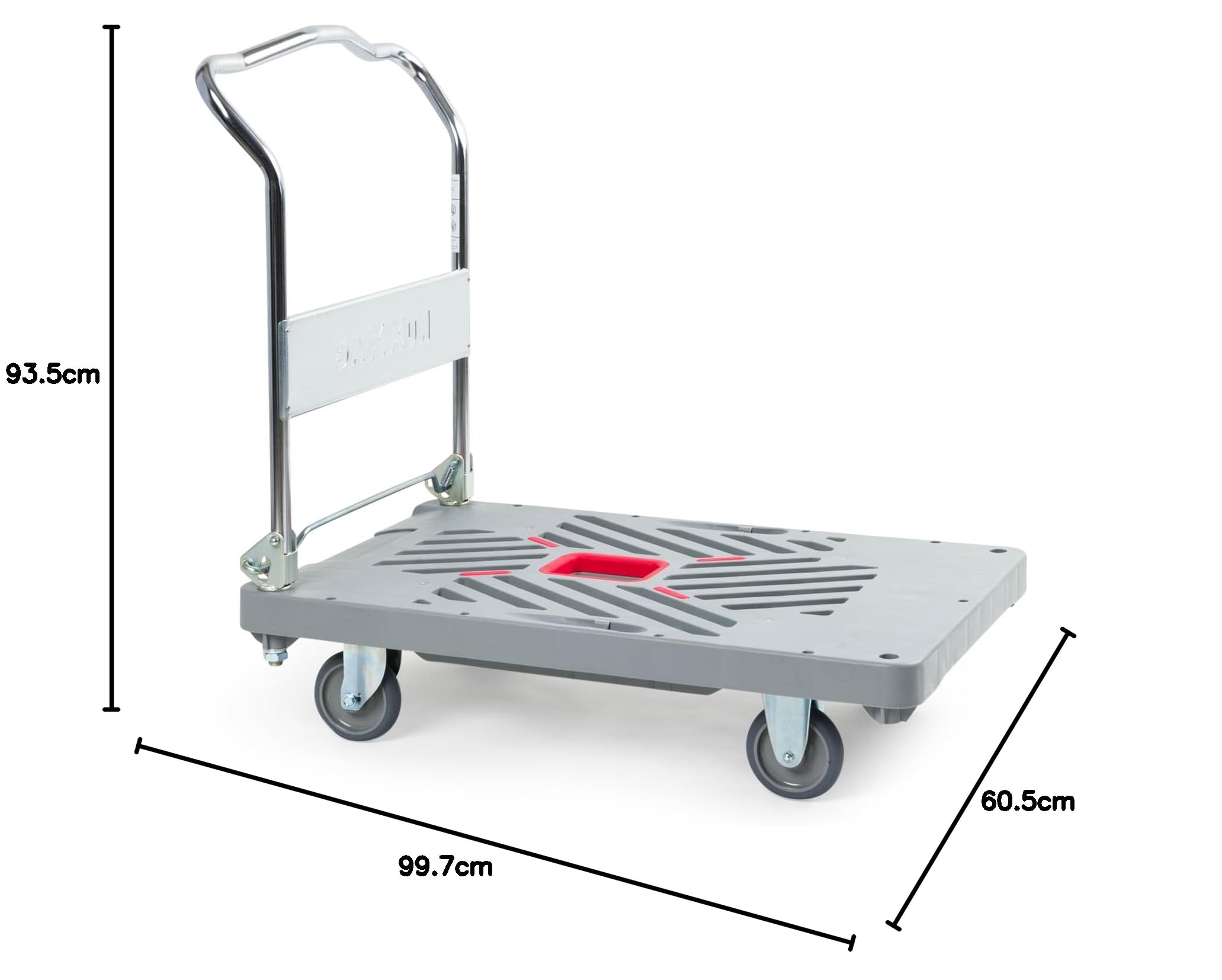 Dandy XL, 330 kg Tragfähigkeit, Plattformwagen, klappbar | Mit klappbarem Schiebebügel, LxB 865 x 600 mm
