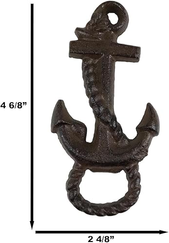 Miniatura 2 de Ebros Gift Paquete de 2 anclajes náuticos de metal rústico vintage de hierro fundido con cuerdas, abridor de tapas de botellas de cerveza de soda de