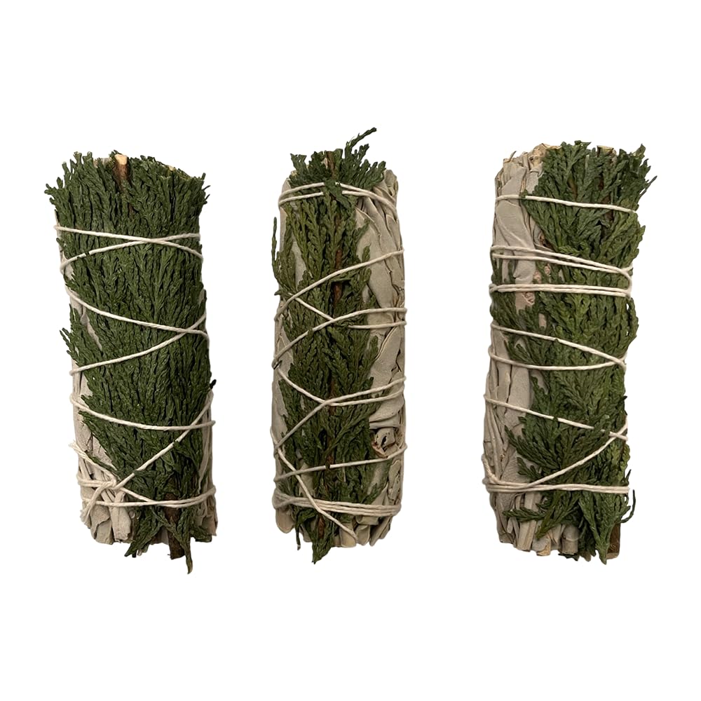 Smudge Stick, White Sage and Cedar 4", Pack of 3