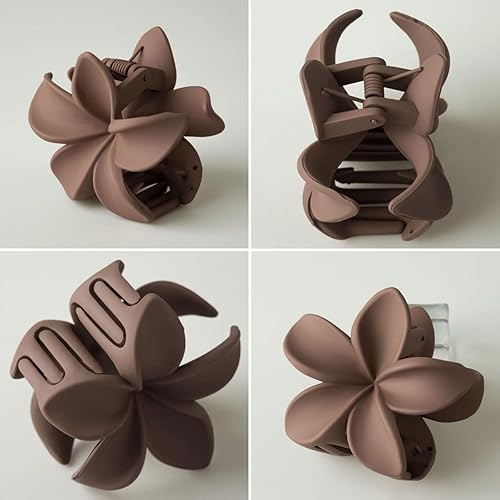 Miniatura 3 de 6 pinzas de garra de flores, pinzas de pelo antideslizantes mate, pinzas de pelo de flores hawaianas, elegantes pinzas grandes para cabello grueso