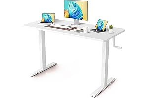 Whole Piece DeskTop Manual Standing Desk Adjustable Height - Crank Stand Up...