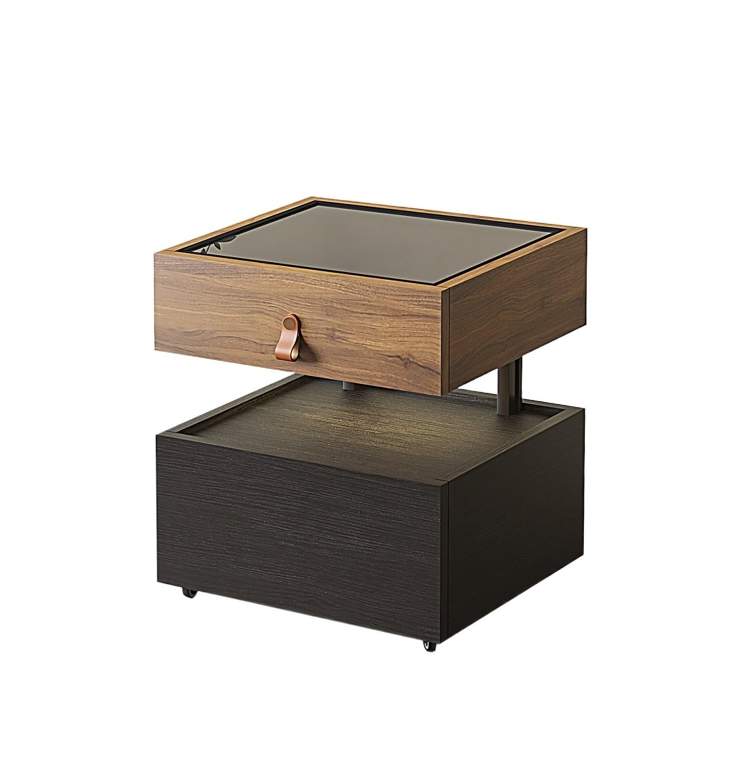 HLHLOP777 Nightstand Double tier nightstand ideal for use in bedrooms or dorm rooms Bedroom Furniture(Bruin,Medium)