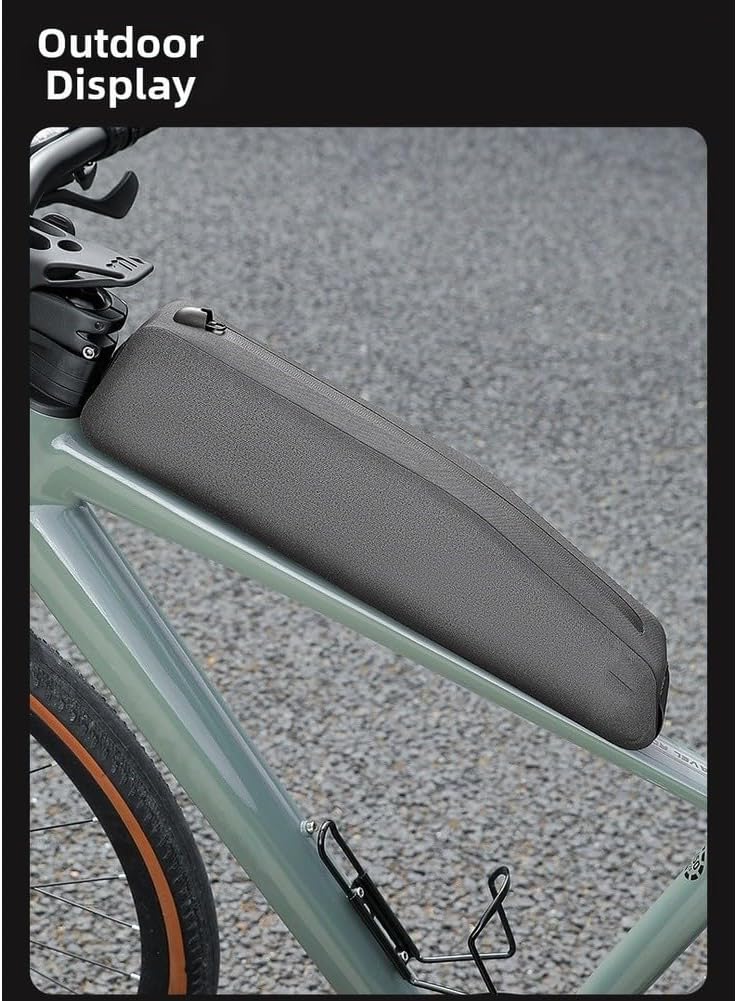 Bicycle Top Tube Bag 1.9L Waterproof TPU-Aerodynamic Frame Storage with Reflective Logo for Road and Mountain Bikes, Black