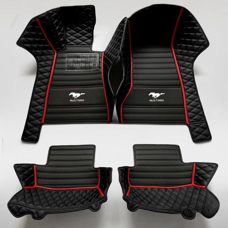 Car Floor Mats Full Set for Mustang & Mustang Mach-E Custom Logo/Picture 1996-2026, All-Weather Full Coverage Non-Slip Liners with Storage Bag