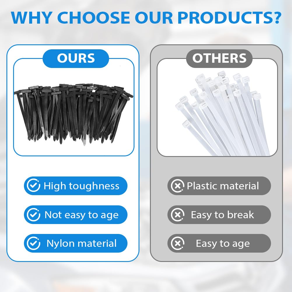 LOT DE 50 Serre Cable Attaches Autobloquantes Universelles En