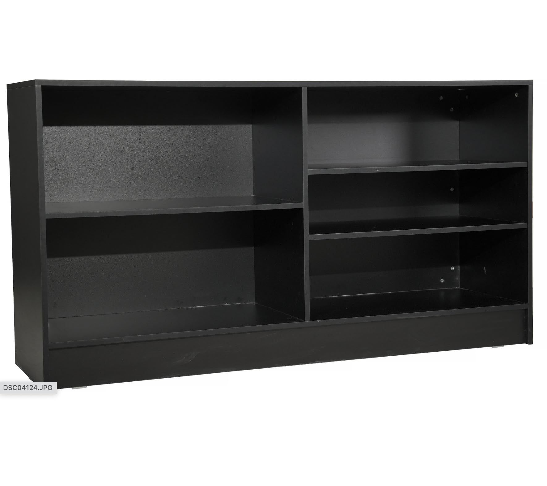 6ft Black Cash Wrap Counter – Retail Checkout Counter with Adjustable Shelves – Wood Store Register Stand for Boutiques, Shops & Reception Desks