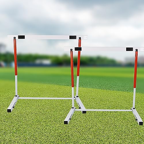 UMJIGF Track and Field Team Training Hurdles, Adjustable Height Sports Practice Equipment, Workout Hurdles Obstacles Poles, Easy to Assemble,2pcs-76.2