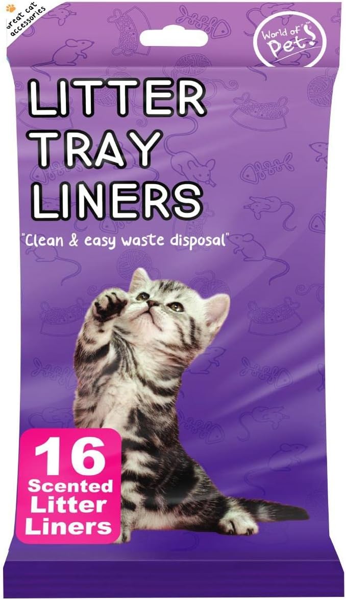 Litter Tray Liners Plastic Pack of 16 Cat Litter Liners 30x70cm by
