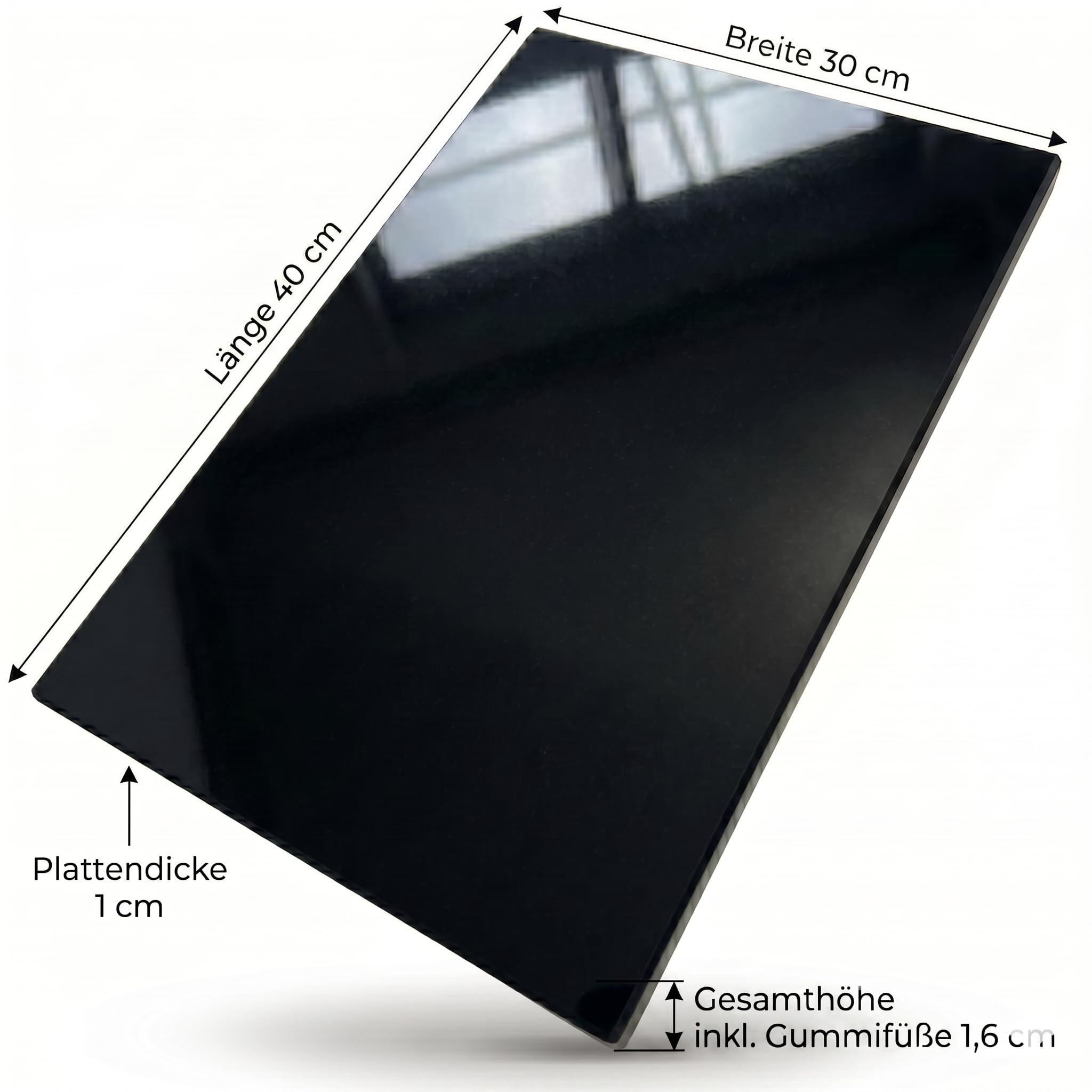 Granit Schneidebrett Servierbrett und Herdabdeckplatte Made in Germany edle Unterlegplatte aus massivem Naturstein (Absolute Black 40x30)
