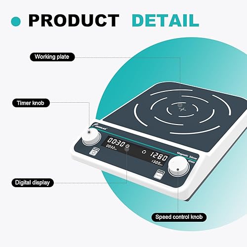 Miniatura 3 de JOANLAB Agitador magnético grande digital placa 10L laboratorio de alta capacidad mezclador magnético de placa de agitación 50-1500rpm con agitador