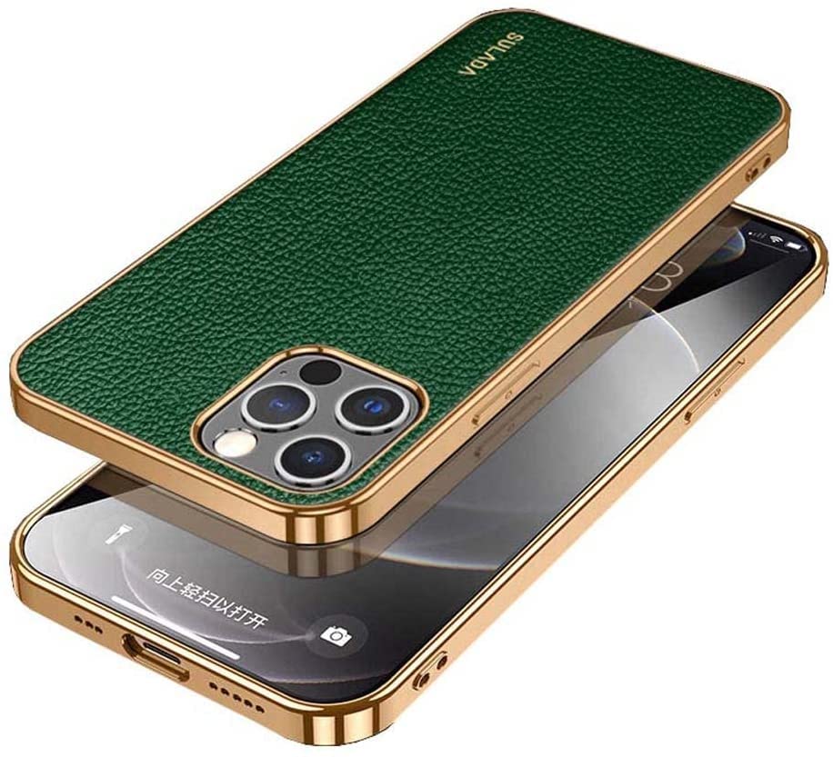 Coque antichoc iPhone 13 Pro Max vert litchi idéale pour protéger votre écran au quotidien