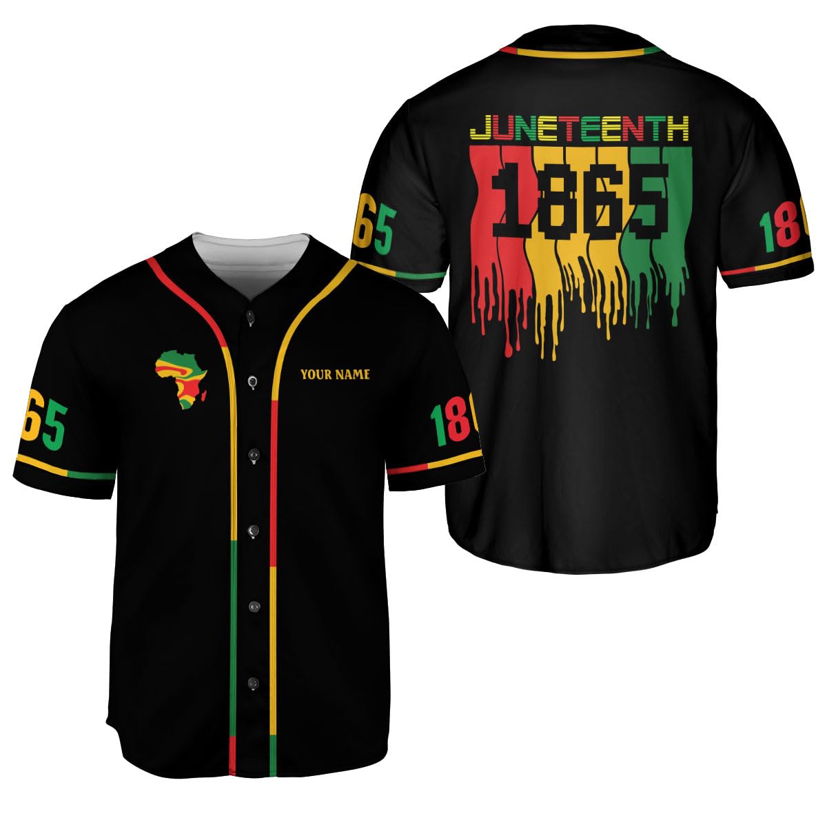 Custom Juneteenth 1865 Freedom Baseball Jersey Celebrating Black History Month, Independence Day Pride Apparel Men Women (Polyester Blend, J4)