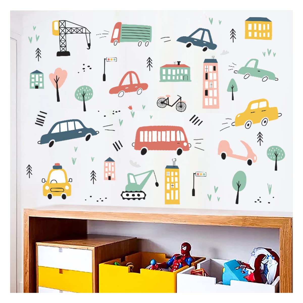 Assorted DIY Cars Bus Engineering Vehicle Transports Truck Wall Sticker Mural Art Decal for Children Boy Gril Bedroom Study Room Nursery Room Decor - Image 3
