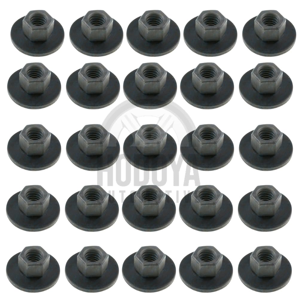 M6-1.0 Free-Spinning Washer Nuts – 19mm O.D. Integrated Flange Nuts – Automotive Fasteners Compatible for GM, Toyota, Honda, and More(25pcs)