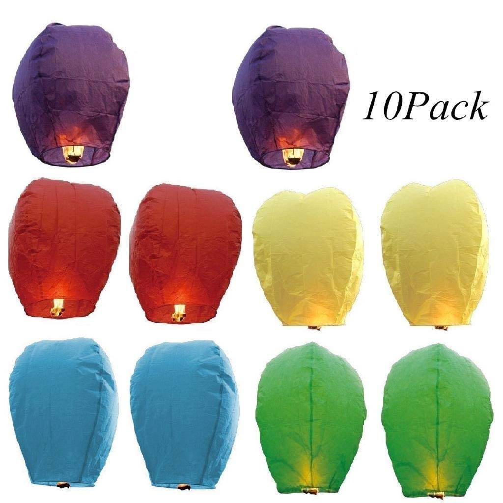NAITH NA-8 Paper Colorful Make A Wish High Flying Sky Parachute Hot Air Lantern with Fuel Wax Candle (Multicolour) Pack of 10 1