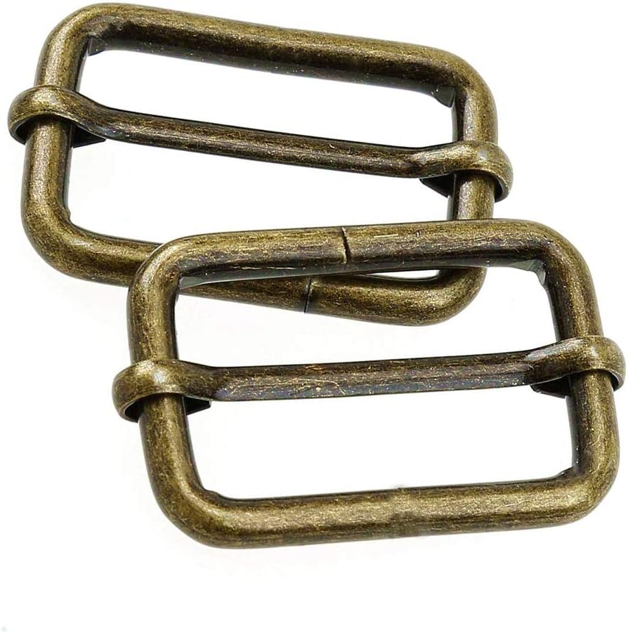 Slide Belt Keeper 1" 1.25" Movable Bar Slider Strap Adjuster Rectangle Strap Keeper Purse Making (Antique Brass) (1" x 20 pcs, Antique Brass)