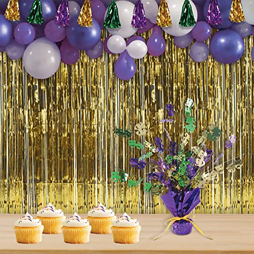 Beistle Mardi Gras Green Gold And Purple Metallic 3-D Gleam 'N Burst Centerpieces, 2 Piece, 15" #TOP4