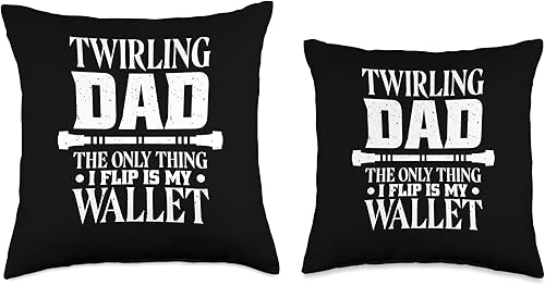 Miniatura 3 de Majorette Twirl Dancer & Baton Twirler Apparel Dad Only Thing I Flip is My Wallet, Baton Twirling Throw Pillow, 18x18, Multicolor