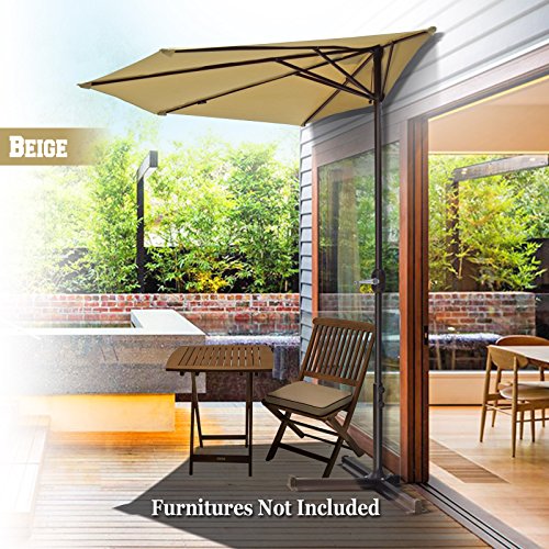 Benefitusa Half Patio Umbrella Wall Balcony Half Round Sunshade Market Yard Garden Outdoor Parasol With Stand 10 Beige Buy Online In United Arab Emirates At Desertcart
