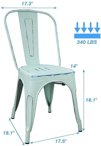 Vista 6 de Devoko - Sillas de metal para interiores y exteriores, estilo antiguo, sillas de comedor de cocina, sillas laterales apilables con respaldo, juego
