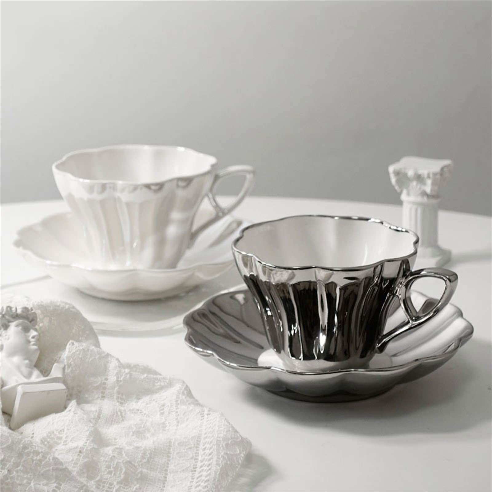 Exquisito Juego de Tazas de café con Plato, Taza de té de la Tarde, Juego de té de Taza de Leche Vintage, Tazas de café pequeñas de 200ML
