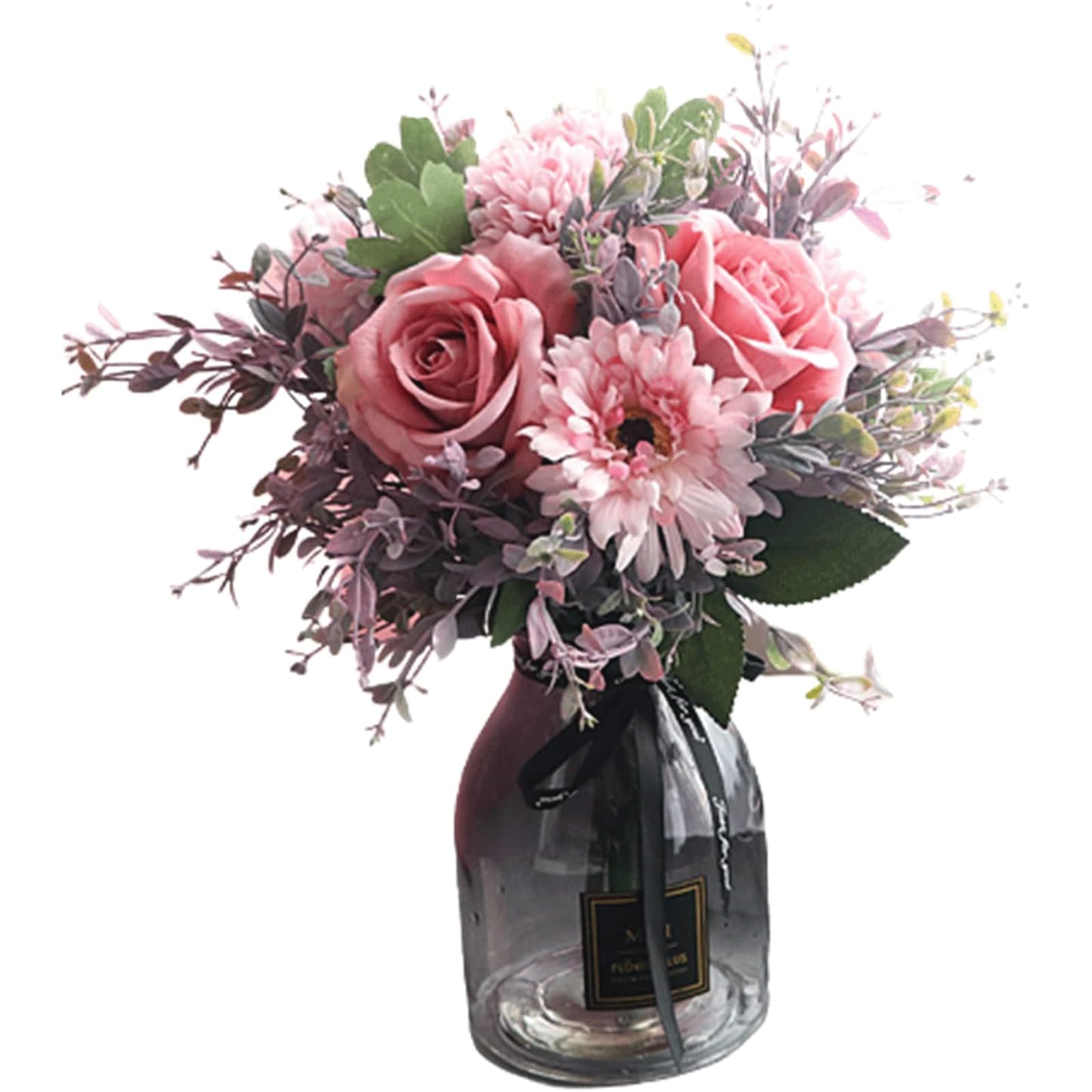 XDLEDMKIZ Pink Fuchsia Artificial Rose Fake Rose Fake Flowers Artificial Centerpieces Bouquets Decor Realistic Floral Decoration