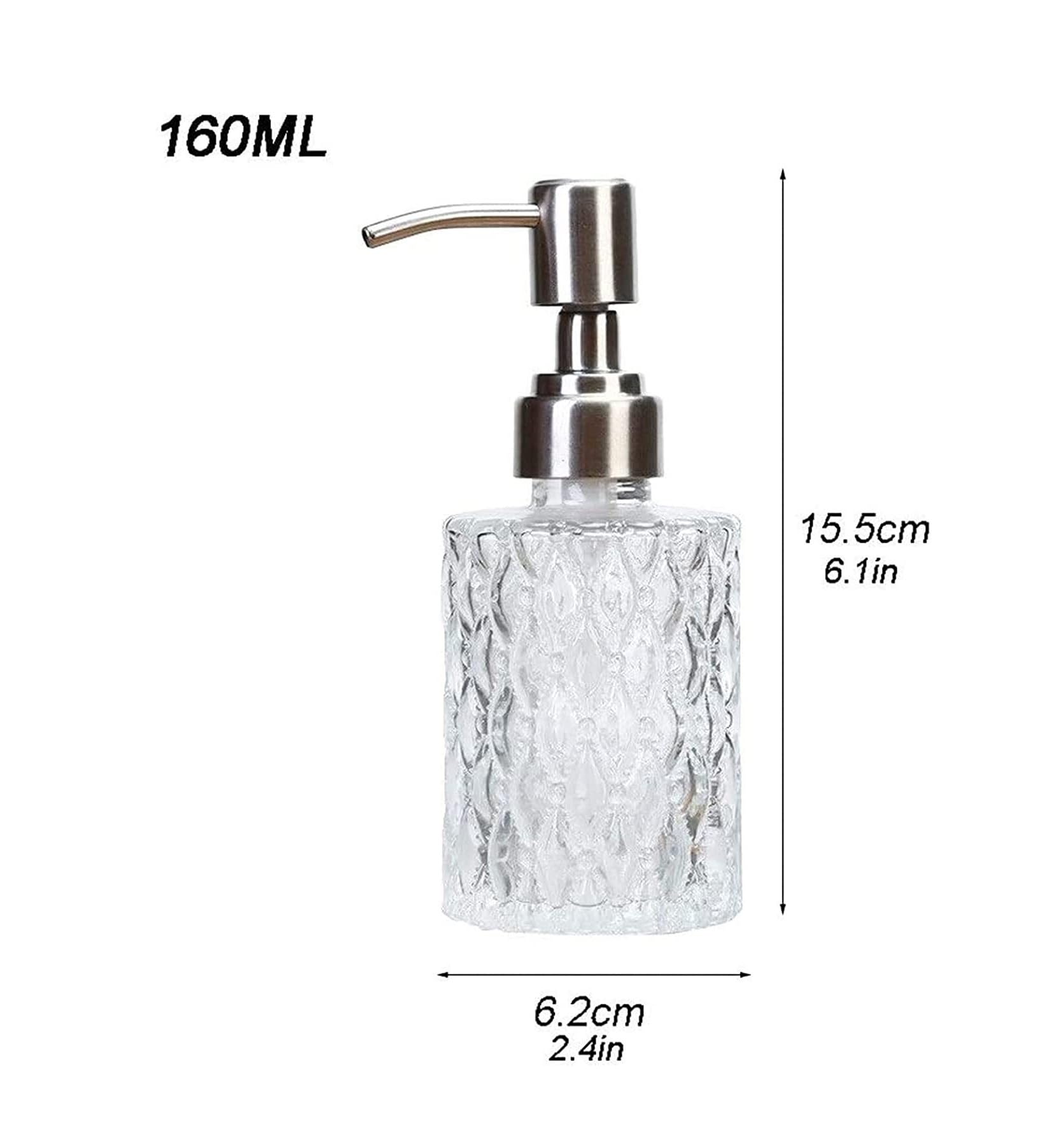 Dispensadores de jabón Botella dispensadora 5.4 oz Dispensador Vidrio Transparente Rellenable