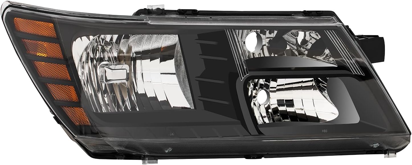 Headlight Assembly Compatible with 2009-2020 Dodge Journey Black Headlamps Replacement Pair Set Drive and Passenger Side