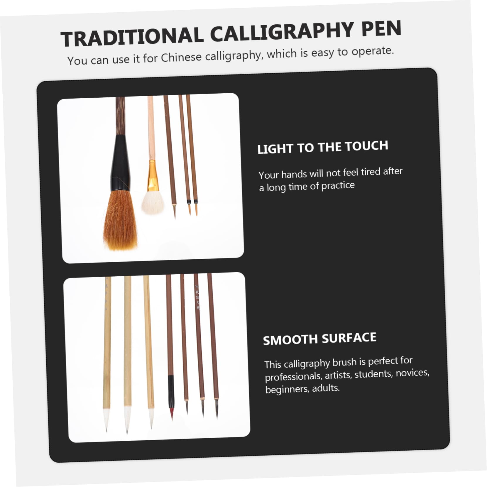 Pinceau à Dessin pour Calligraphie, Lot de 1 Set de Set, Rond en Bois