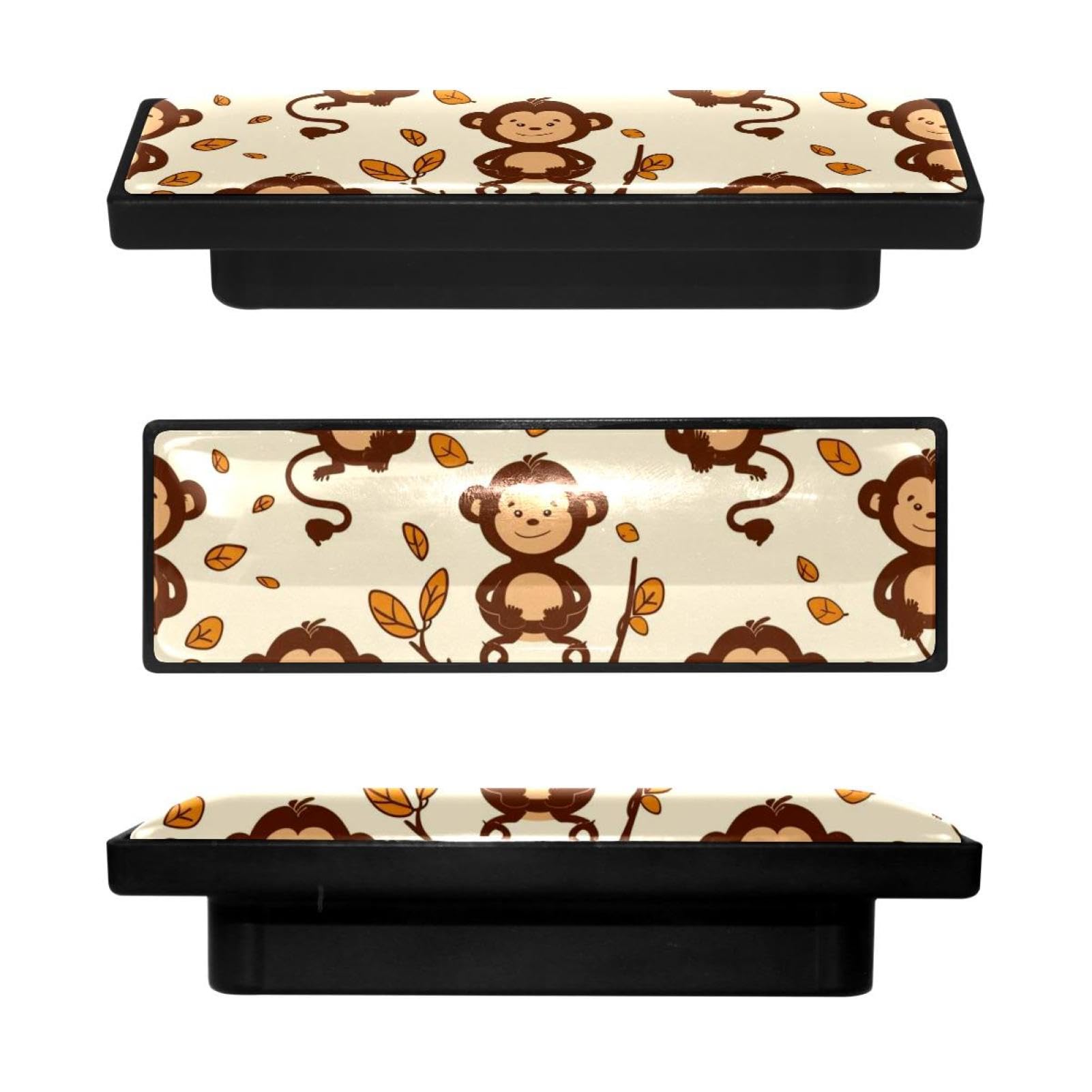 Boutons de placard rectangulaires singes de dessin animé pour décorer une chambre d'enfant