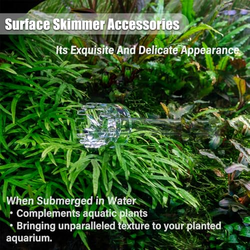 Image of LINLAN 4-Pieces Self-Rotating Aquarium Surface Skimmer Accessories, Acrylic Oil Film Remover with Fine Filter Screen for Enhanced Gas Exchange, Compatible with Lily Pipes & DIY Tubing