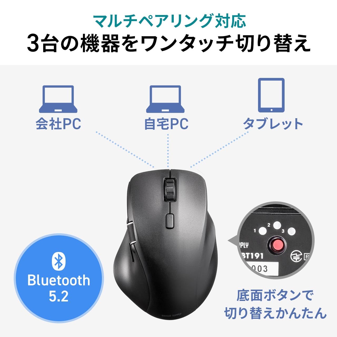 Amazon | サンワダイレクト Bluetooth マウス 横スクロール 充電式