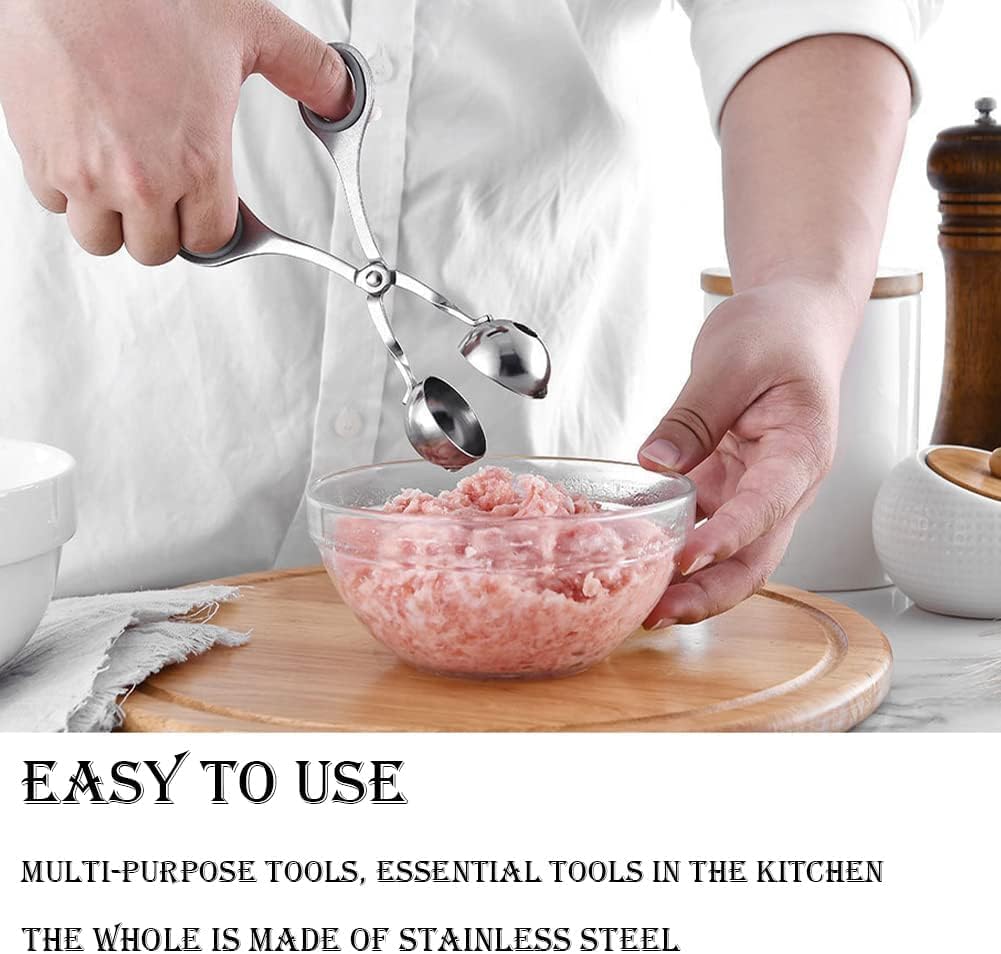 Homaxa Stainless Steel Meatball Clip Maker, Kitchen Ordinary Meatball Machine, Rice Balls, Fish Balls, Essential Tools for Home Kitchen | Pack 1 | Silver