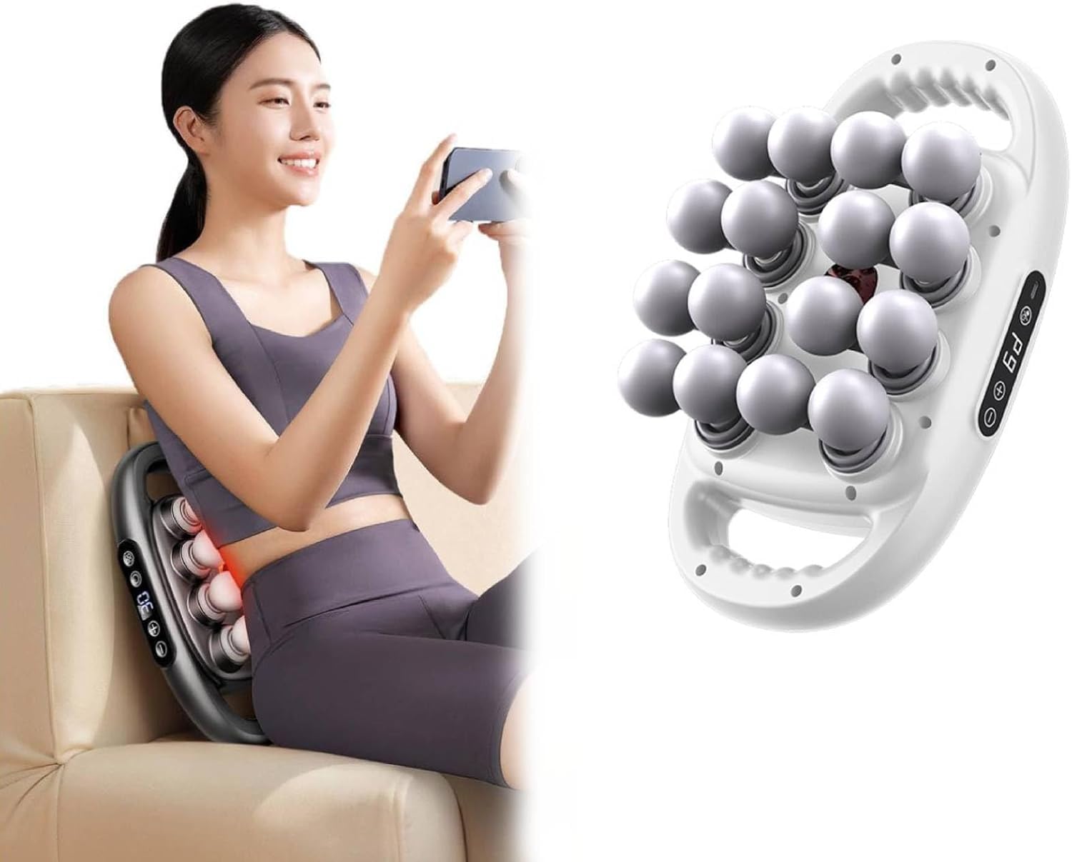 16 Head Massage Gun Deep Tissue.Triple Fusion Massager Cordless Back Massager, Pistola De Masajes Musculares. Needsary 16 Drive 8 Head Massagerr for Hamstring Full Body Muscles (White)