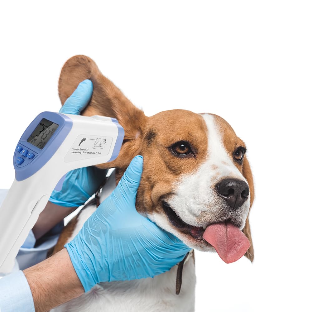 Dog Thermometer, Digital Veterinary Thermometer Non Contact Pet Temperature Detection Animal Electronic LED Display High Precision Infrared for Livestock Health Protect Cattle Sheep Pig Horse